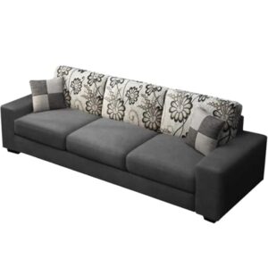 FURNY Erlando 3 Seater Fabric Sofa Set (Dark Grey