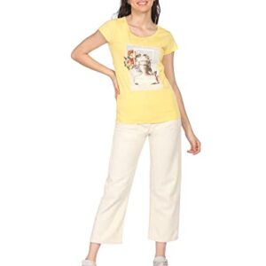 SUGR by Unlimited Women Regular Fit T-Shirt (Light Yellow_S)