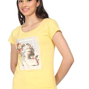 SUGR by Unlimited Women Regular Fit T-Shirt (Light Yellow_S)