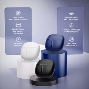 boAt Airdopes Max in Ear TWS Earbuds with 100 HRS Playtime, Quad Mics with ENx Tech, Beast Mode(50ms Low Latency), ASAP Charge, Bluetooth v5.3 and IWP(Carbon Black)