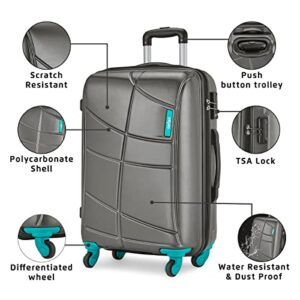 Safari Crypto 2 Pc Set 55 & 65 cms- Small & Medium Polycarbonate (PC) Hard Sided 4 Wheels Spinner Luggage Set/Suitcase Set/Trolley Bag Set (Gunmetal Grey)