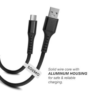 Amazon Brand – Solimo Fast Charging Braided Type C Data Cable Joint, Suitable For All Supported Mobile Phones (1 Meter, Black)