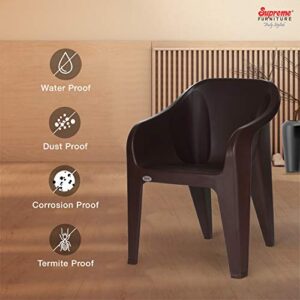 Supreme Futura Plastic Chairs for Home and Office (Set of 6, Brown)
