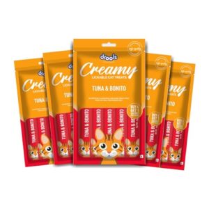 Drools Creamy Lickable Cat Treat Tuna Bonito (Pack of 5 Pouches, 375g)