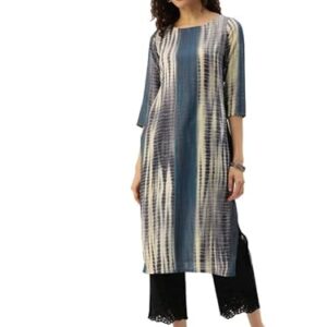 Hritika Women’s Striped Blue Color Kurta with Calf Length (HRKR3_HRK0121TEAL)