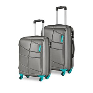 Safari Crypto 2 Pc Set 55 & 65 cms- Small & Medium Polycarbonate (PC) Hard Sided 4 Wheels Spinner Luggage Set/Suitcase Set/Trolley Bag Set (Gunmetal Grey)
