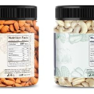 LILA DRY FRUITS 100% Natural Premium Dried, Nutritious & Delicious Cashew & California Almonds Jar Pack 500gms each(1000gms total) | Premium Badam Giri & Kaju | High in Fiber & Boost Immunity