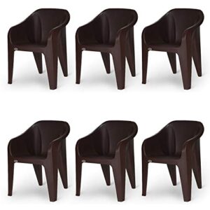 Supreme Futura Plastic Chairs for Home and Office (Set of 6, Brown)