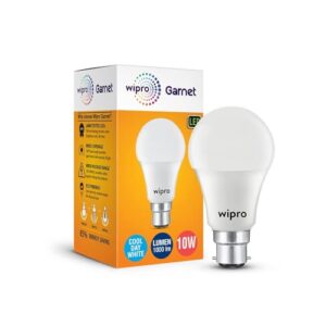 wipro Garnet 10W LED Bulb for Home & Office |Cool Day White (6500K) | B22 Base|220 degree Light coverage |4Kv Surge Protection |400V High Voltage Protection |Energy Efficient | Pack of 30