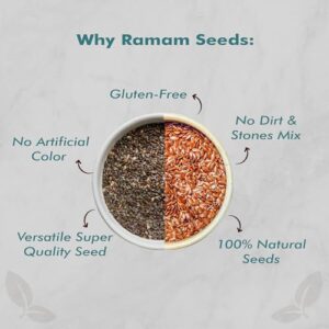 Ramam Chia & Flax Seeds Combo 650g| | 100% Natural Raw Seeds For Eating | High Dietary Fiber & Protein | Rich in Magnesium, Omega 3| Gluten Free | Manage Cholesterol level |