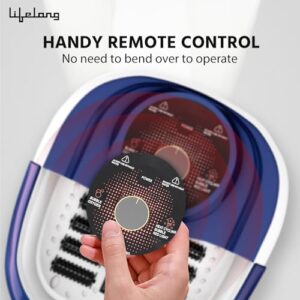 Lifelong Foot Spa Machine: Pedicure, Foot Spa, Massager – Relaxing Heat & Bubbles for Ultimate Foot Massage at Home – 12 Massage Rollers – Water Heating Function (Blue & White)