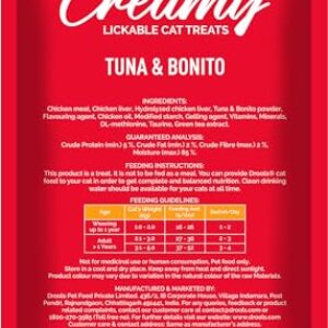 Drools Creamy Lickable Cat Treat Tuna Bonito (Pack of 5 Pouches, 375g)