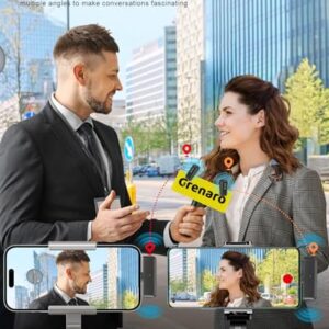 GRENARO Wireless Mic for Youtubers, Wireless Microphone for iPhone/Android/PC/Laptop, S9 Dual-Version One-Click Noise Cancellation Lapel Mic with Charging Case, 98FT Range 24H Battery Life (2TX+2RX)