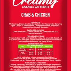 Drools Creamy Lickable Cat Treat Crab and Chicken (Pack of 5 Pouches, 375g)