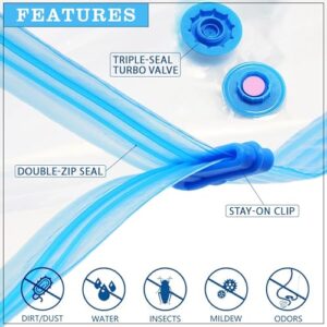 GLUN® Vacuum Storage Bag 5 Pieces 1 Large, 2 Medium and 2 Small (100 x 80 cm, 80 x 60 cm, 70 x 50 cm) include Pump, Travel Vacuum Reusable Bags for Clothes, Blanket and Other Clothe Item Shrinker