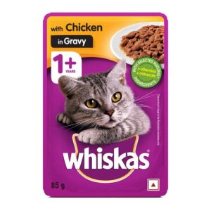 Whiskas Wet Cat Food For Adult Cats (1+Years), Chicken In Gravy Flavour, 85G, 1 Count