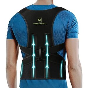 Anshelite India™ Unisex Posture Corrector With Adjustable Straps | Back Support Straightener, Improve Hunchback, Shoulder & Back Pain with Two Metallic Plates at back For Best Support-Free Size