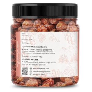 LILA DRY FRUITS Afghani Munakka Raisins| Abjosh Kishmish (with seeds)| Munka Dry Fruits |Delicious & Healthy Snack |High in Antioxidants, Naturally Sweet & tasty| Jar Pack 500gm