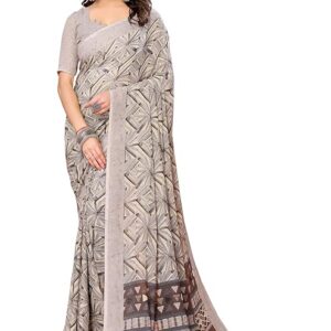 Yashika Women’s Trendy Georgette Orange Color Saree with Blouse Material