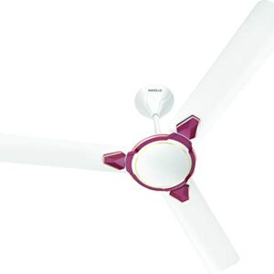 Havells 1200Mm Equs Es Ceiling Fan|Premium Finish, Decorative Fan, Elegant Look, High Air Delivery, Energy Saving, 100% Pure Copper Motor|2 Year Warranty|(Pack Of 1, White Maroon) 1 Star
