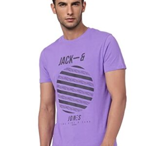 Jack & Jones Men’s Printed Slim Fit T-Shirt (12221492-Dahlia Purple_Dahlia L)