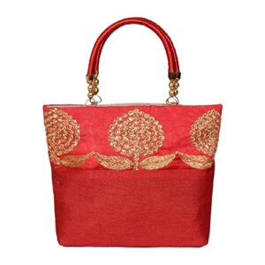 PrettyKraftsWomen’s Cotton Mini Handbag_Red