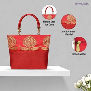 PrettyKraftsWomen’s Cotton Mini Handbag_Red