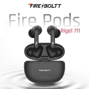 Fireboltt Fire Pods Rigel with appealing RGB lights, Bluetooth 5.3, mammoth 13mm drivers, Dual mic ENC, 30dB ANC and Gaming Mode (Black)