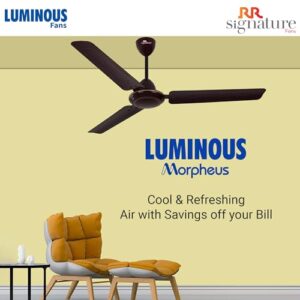 RR Signature (Previously Luminous) Morpheus1200MM Star-rated BEE Certified Energy Efficient 52-Watt High Speed Ceiling Fan (Brown)