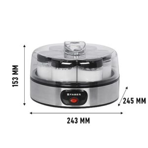 Faber 7 Jar Portable Yogurt Maker, 200ml Cup capacity (FYT 7 BK SS), Stainless Steel