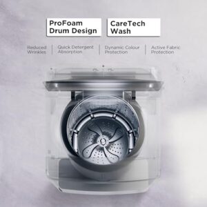 Acer 7.0 Kg Quad Wash Series Fully-Automatic Top Load Washing Machine (AiSense, HelixFlow Pulsator, Pro-Foam Tub, 5 Star Energy Rating, CareTec Wash, AR70FATLP1EC, 2023 Model, Grey)