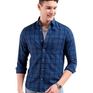 The Indian Garage Co Men’s Slim Shirt (1119-SH26-05-Navy & Blue_Navy XX-Large)