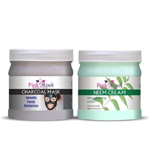 Pink Root Charcoal Mask 500gm With Neem Cream 500gm
