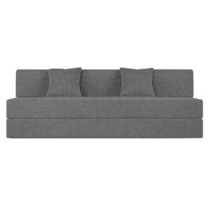 DECOR STUDIOS Sofa Cum Bed – Sofa Three-Person, Sofa Bed | 6X6 Feet-Grey | Folding Sofa Bed, Sofa Cum Beds for Living Room, Flipper 3-Person Sofa-Fabric Jute