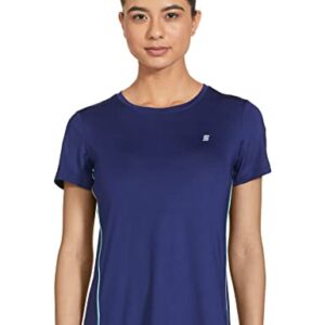 Amazon Brand – Symactive Women’s solid Slim Fit T-Shirt (AW19-SA-TS-02_black + blueprint S)