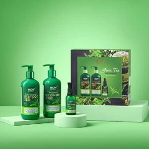 WOW Life Science Wow Skin Science Green Tea Restoring Gift Kit For Men&Women|Premium Luxury Gift Set|Valentine’S Day Gift Kit For Him&Her|Skin&Hair Care|Shampoo,Conditioner,Face Serum|Combo Pack Of 3