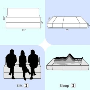 DECOR STUDIOS Sofa Cum Bed – Sofa Three-Person, Sofa Bed | 6X6 Feet-Grey | Folding Sofa Bed, Sofa Cum Beds for Living Room, Flipper 3-Person Sofa-Fabric Jute