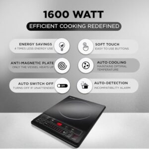 Preethi Ceramic Glass Trendy Plus 116 1600-Watt Induction Cooktop (Black)