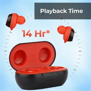 ZEBSTER Duo 1 Earphone with Bluetooth 5.1,Voice Assistant Support,Call Function,Sporty&Splash Proof Design,Upto 6.5H* Playback Time(Red),in-ear