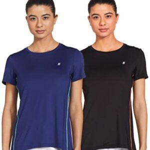 Amazon Brand – Symactive Women’s solid Slim Fit T-Shirt (AW19-SA-TS-02_black + blueprint S)