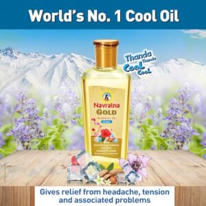 Navratna Gold Ayurvedic Oil |Non Sticky and Non Greasy |Mild Fragrance| Goodness of Almonds and 9 Ayurvedic Herbs |Relieves Body Aches, Sleeplessness, Headache and Fatigue, 500ml