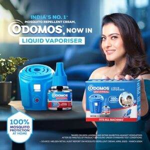 Odomos Universal Liquid Vaporiser – Pack of 6, 45mlx6 | Mosquito repellent Single Refill | 100% Protection| Fits all machines