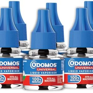 Odomos Universal Liquid Vaporiser – Pack of 6, 45mlx6 | Mosquito repellent Single Refill | 100% Protection| Fits all machines