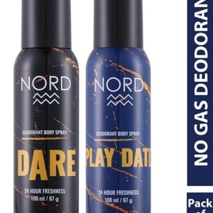 NORD Deodorant Body Spray For Men – Dare and Play Date 100 ml each (Pack of 2), Gift sets, Deodorant combo sets