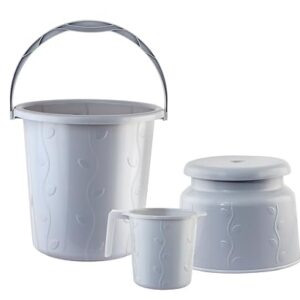 Cello Petal Bathroom Set | Sturdy and Durable | Lightweight and Rigid | Easy to Clean and Attractive Design | Small Set of 3, Light Grey