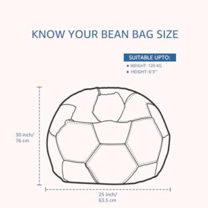 Amazon Brand Solimo Premium Faux Leather Football Bean Bag, Filled with Beans | Capacity: Upto 6 Ft Height, 120 KG Weight | Iconic Football Shape | 3XL | Navy Blue & Grey