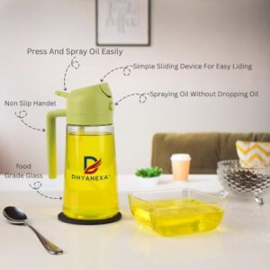 DHYANEXA Glass Oil Sprayer And Dispenser Bottle For Kitchen,2 In 1 Olive Oil Sprayer And Dispenser,Oil Spray Bottle 500Ml For Cooking,Kitchen,Bbq, Salad, Frying, Baking Oil Sprayer Bottle