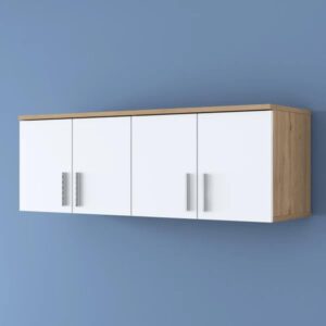 SPYDER CRAFT Matte Finish EA115 Wall Mounted Kitchen Cabinet Multi-Purpose Cabinet for Kitchen, Living Room & Bedroom Color: Walnut – White || Assembly -DIY (Do-It-Yourself)