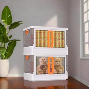 Arto Kitchen Storage Bins with Lids, Collapsible and Stackable Storage Bins, Plastic Closet Organizer, 70 LTR Folding Storage Box, Containers for Organizing with Door, (Pack of 2) Brand: Arto