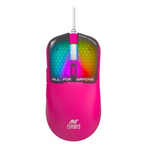 Ant Esports Virtus100 Wired RGB Gaming Mouse | Light Weight |6D Durable Buttons | High Performance Up to 12800 DPI 1000Hz Polling Rate | AI Sensor | 20M Click | Software Support Esports Mouse_ Pink
